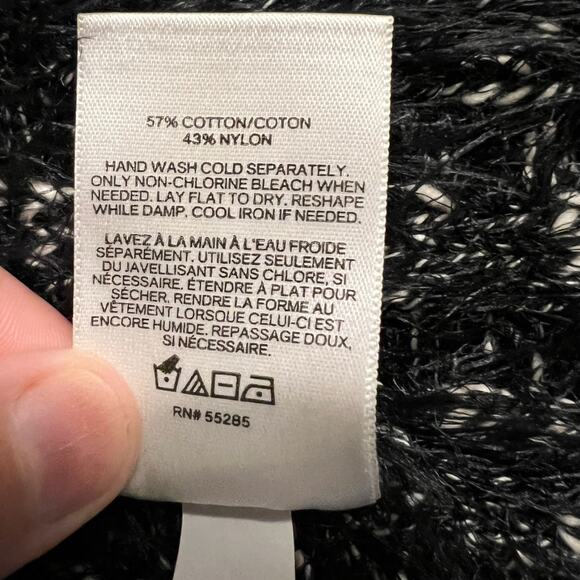 Express Medium Hooded Sweater - Grey & White Speckled Knit Fuzzy - Picture 7 of 14